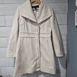 Apostrophe Womens Wool Blend Long Coat Ivory Size M
